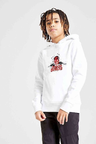 Tshirthane David Bowie Baskılı Unisex Çocuk Kapüşonlu Beyaz Sweatshirt Beyaz