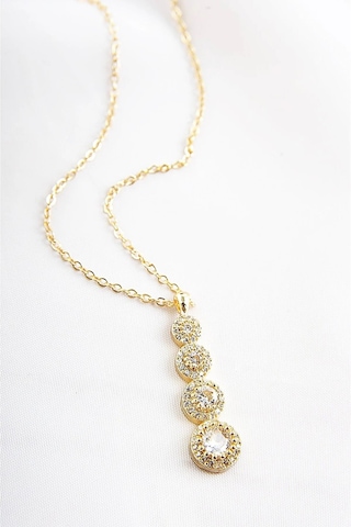 Ervanur Dört Sıra Zirkon Taşlı Su Yolu Kolye Altın