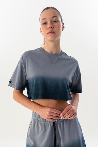 Maraton Comfort Kadın Bisiklet Yaka Gri Crop Top Gri