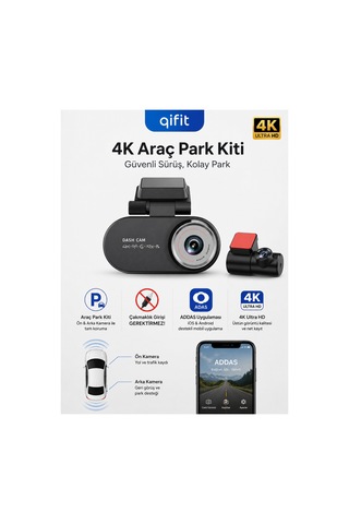 4k Araç Park Kiti Ön Arka Kamera Addas Mobil Uygulama Çakmaklık Gerektirmez
