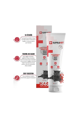 Supravet Kısırlaştırılmış Kediler İçin Multivitamin Malt Macun 100 G