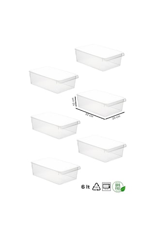 Porsima 3184 6 Adet Kapaklı Dolap Ve Buzdolabı İçi Düzenleyici 6l ŞEFFAF