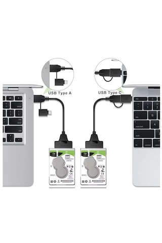 Harici Hard Disk Kablosu 2in1 Usb 3.0 Type-c To 2.5 İnç Sata Hdd