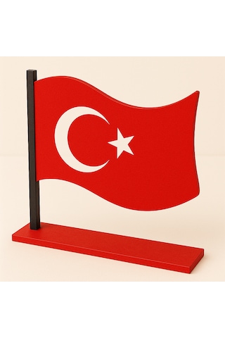 Boyanabilir Türk Bayrağı Standlı Ahşap Oyuncak Etkinlik Aktivite 10 Ad