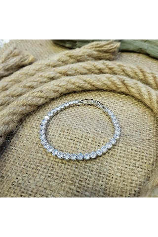Ehediye Chavin 4 Mm. Su Yolu Zirkon Taşlı Bayan Bileklik Dy47By Beyaz