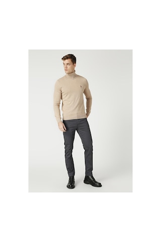 U.S. Polo Assn. Düz Camel Erkek Kazak Çok Renkli