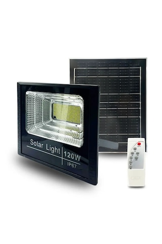 Cata 120 Watt Beyaz Işık 1200 Lümen Kumandalı Solar Projektör Led Projektör Dış Mekana Uygun Ct-4648