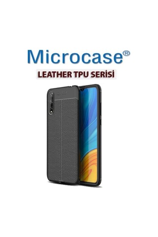 Microcase Huawei P Smart S / Y8P Leather Silikon Kilif - Siyah 446755615