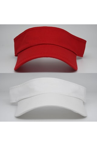 Şapkadan Uv Koruyuculu Unisex Siperlikli Tenisci Şapka 2'li Set 45645dr56943 Kırmızı-beyaz