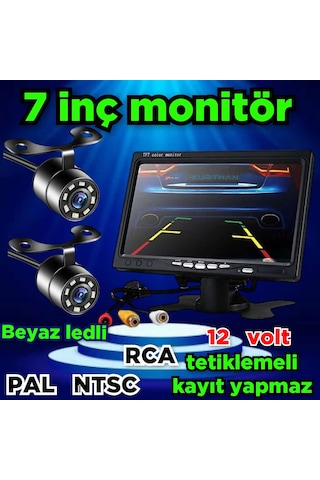 Tarım Araçlarına 7'' Monitör Ve 2 Adet Beyaz Ledli Kamera Seti