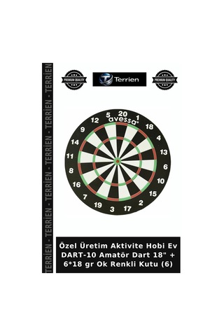 Özel Üretim Aktivite Hobi Ev Dart-10 Amatör Dart 18" + 6 18 Gr Ok Renkli Kutu 6