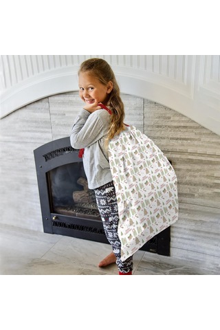 Büyük Noel Baba Hediye Çantası, Pamuklu Kordonlu, Yeniden Kullanılabilir Noel Ağacı Metni