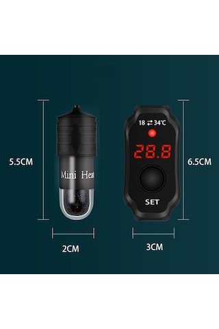 Eastmeeetwest--mini Akvaryum Balık Tankı Isıtıcı Dijital Ekran Kaplumbağa Tankı Led Isıtma Çubuğu