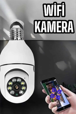 Epilons Wifi Kamera Duylu Ampul Görünümlü 360 Derece Dönebilen Ev Kamerası