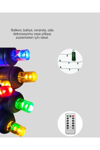 2x2 Metre Pil İle Çalışan Perde Led Işık - 8 Modlu Dekoratif Çok Renkli 20135676