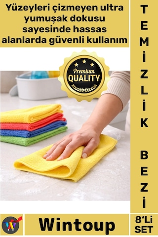 Bez Çok Amaçlı Toz Toplayıcı Yumuşak Araç Renkli Leke Bırakmaz 8'li Mikrofiber Temizlik Bezi Seti Diğer
