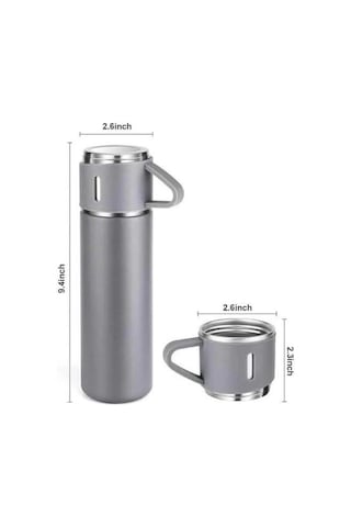 Ceylan Adam Termos Seti Paslanmaz Çelik 3 Bardaklı Vakumlu Termos Set 500 Ml 12 Saate Kadar Isı Koru Çok Renkli