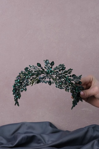 FdayAksesuar Yeşil Arden Kristal Boncuklu Saç Bandı Ve Gelin Kına Tacı FRDY31687