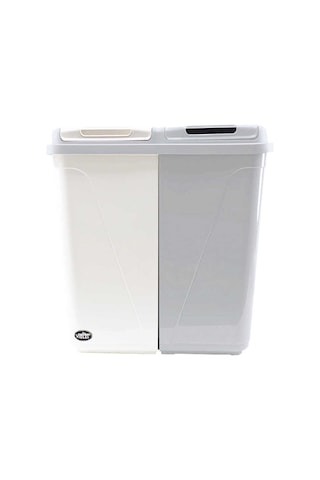 Violet Still Çamaşır Sepetli 6 Parça Kare Banyo Seti Beyaz - Gri