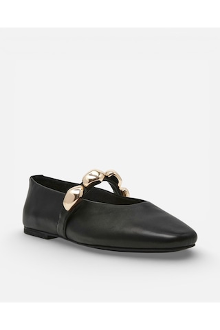 Steve Madden Poppın Black Leat Kadın Siyah Babet Poppın