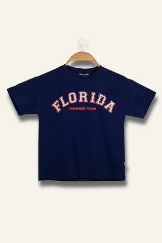 Erkek Çocuk Florida Baskılı T-shirt - Lacivert Lacivert