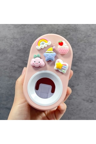 Elmpaly Kolay Kurulum Duvar Tipi Diş Macunu Sıkacağı 3d Pembe Gökkuşağı Yapışkanlı Çıkarılabilir Yıkanabilir Banyo Düzenleyici Açık Mavi Ve Pembe Mavi