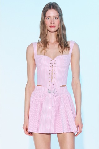 Sagaza Studio Ss6014 Önden Düğmeli Pileli Etek Pembe