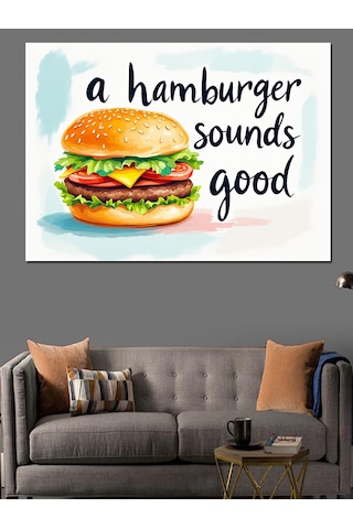 Lezzetli Büyük Hamburger Dekoratif Kanvas - Mdf Ahşap Tablo
