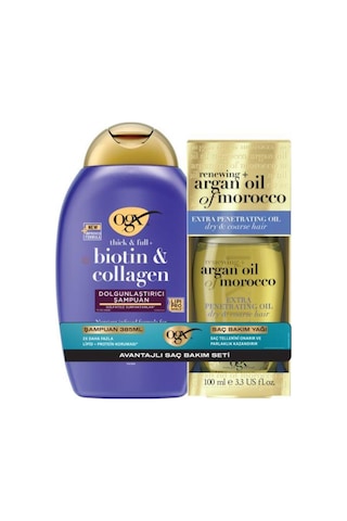 OGX Biotin & Kolajen Dolgunlaştırıcı Sülfatsız Şampuan 385 ML + Argan Oil Saç Bakım Yağı 100 ML