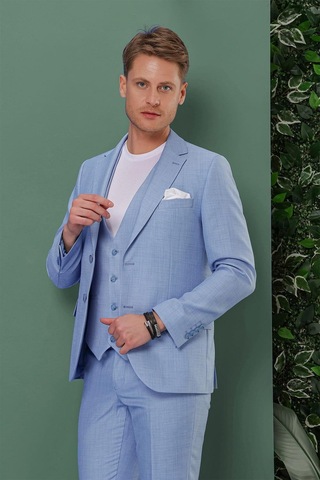 Efor Tk 872 Slim Fit Mavi Klasik Takım Elbise Mavi