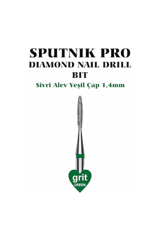 Elmas Sivri Alev Freze Yeşil Çap 1,4mm