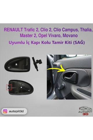 Renault Trafic 2 / Clio 2 / Clio Campus / Thalia / Master 2 / Opel Vivaro / Movano Uyumlu İç Kapı Kolu Tamir Kiti Sağ Taraf