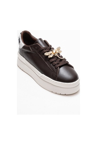 Luvishoes Luvi Shoes Laren Kahverengi Cilt Hakiki Deri Tokalı Kadın Günlük Spor Ayakkabı Kahverengi