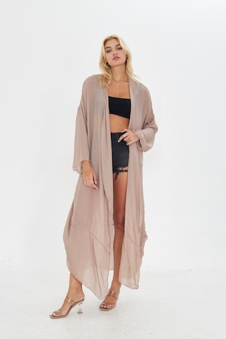 Kutaf Vizon Uzun Soft Yumuşak Kimono Bej - Taba