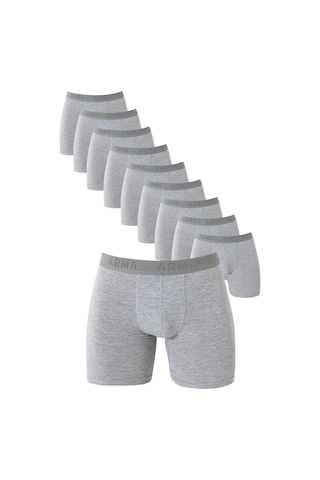 Arma Yıldız Erkek Gri Boxer 10'lu Paket Pamuklu Likralı Yumuşak Ve Esnek Kumaş Gri