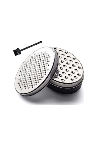 Shineyee Stainless Steel Cheese Grater Set With Storage Box And Brush - 2 Sizes, 4 Pieces, Pp Material Siyah - Gümüş
