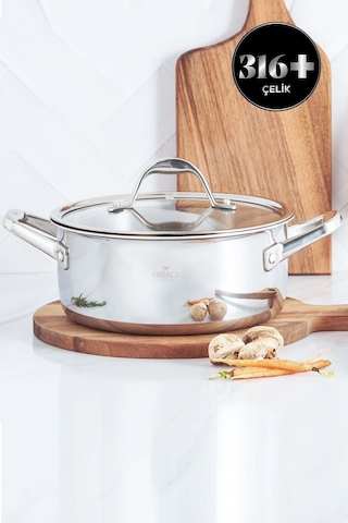 Karaca  Powersteel 3Ply 316+ İndüksiyon Tabanlı Çelik Petekli Tencere 24 Cm