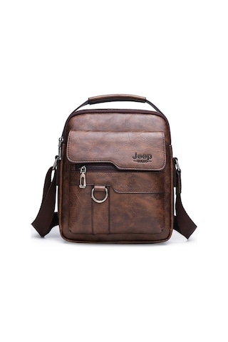 Retro Erkek Büyük Kapasiteli Gündelik Iş Omuz Çantası Kahverengi