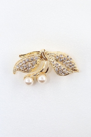 Gold Renk Fiyonk İnci Broş. Kristal Taşlı Tasarım İncili Fiyonk Yaka İğnesi Erkek Kadın Broş Gold