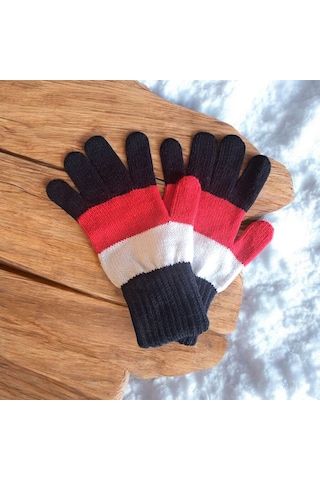 Garson Beden Erkek Çocuk Eldiven Siyah Kırmızı 8-12 Yaş Siyah - Kırmızı