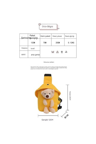 Çocuk Haberci Çantası Sevimli Ayı Göğüs Çantası Erkek Ve Kız Mini Kanvas Çanta Sarı