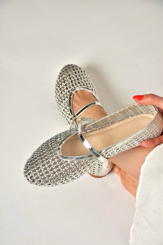 Fox Shoes Y820724109 Gümüş File Görünümlü Kadın Babet Gümüş