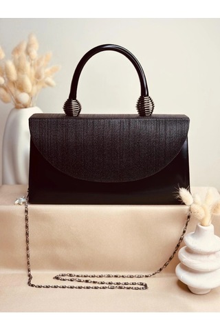 Elora Atelier Elora Glam Simli Doku Kapaklı Siyah Çanta Çok Renkli