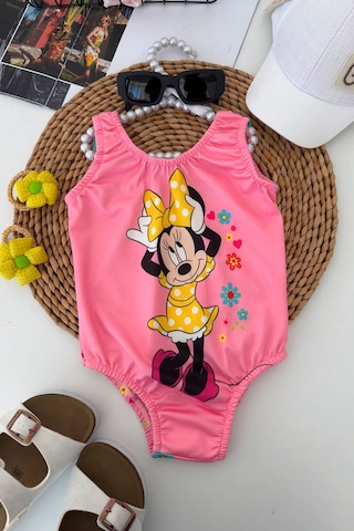 Minigimin Cicileri Mnn Mini Çiçek Baskılı Kız Çocuk Mayo - Pembe