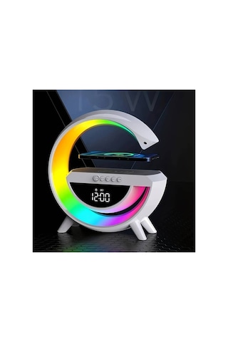 G Bluetooth Hoparlör 15w Kablosuz Hızlı Şarj Alarm Çalar Saat Gece Lambası Ambians Led Işık