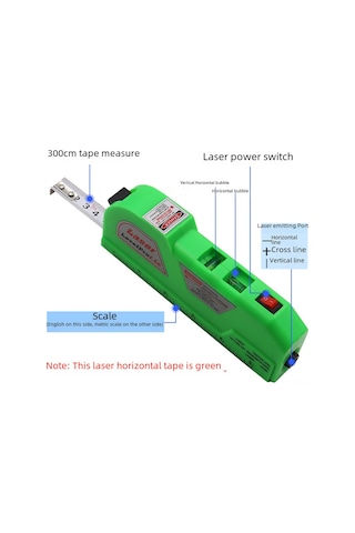 Hangfox Kompakt 4-1 Ev Dekorasyon Aleti: Lazer Seviye, Metre, Kızılötesi İle Hassas Ölçüm - Siyah Pil Dahil
