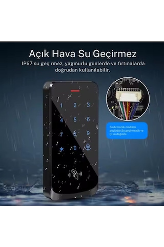 Şifreli Kapı Kilidi - Dijital Tuş Takımlı Rfıd 125khz Erişim Kontrol Cihazı - 2000 Kullanıcı - Ip67