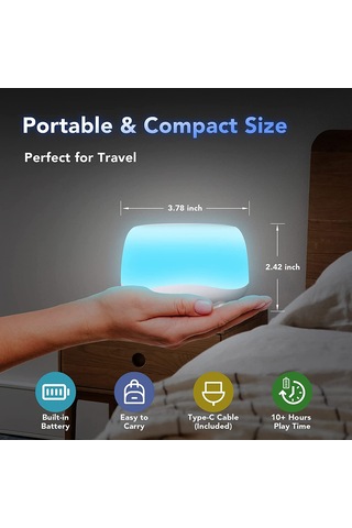 Reedark Bebek Uyku Uyandırıcı - 34 Sakinleştirici Ses, 7 Renkli Gece Lambası, 3 Ayar Zamanlayıcı, Usb Şarj Edilebilir Pil Beyaz Beyaz