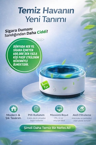 Mobgift Dumanı Ve Kokuyu Hapseden Kül Tablası, Akıllı Kokusuz Küllük, Duman Çekici Küllüğü