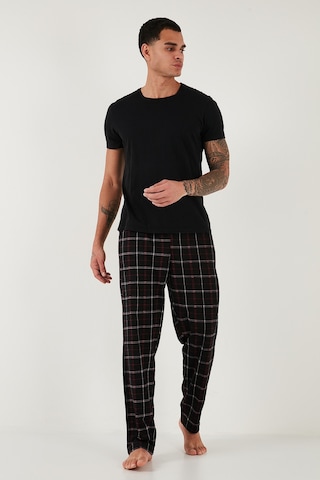 Buratti Pamuklu Regular Fit Normal Bel Düz Paça Cepli 2'Li Paket Erkek Pijama Altı 6574003S2 Lacivert-Siyah Bordo